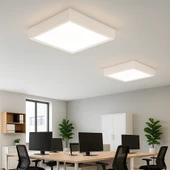 Beyaz Çerçeveli Led Panel Aydınlatma Avize 30 30 cm 3200K Gün ışığı thumbnail 3