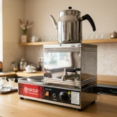 Han Çelik Tek Demlikli Pleytli Endüstriyel Elektrikli Çay Kazanı - Demlik Hediyeli thumbnail 3