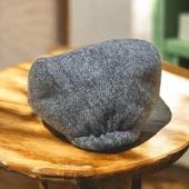 Kışlık Kaşe Şapka Yün Düz Renk Spor London Kasket -Gri Çizgili thumbnail 5