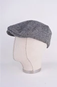 Kışlık Kaşe Şapka Yün Düz Renk Spor London Kasket -Gri Çizgili thumbnail 6