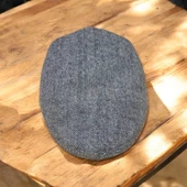 Kışlık Kaşe Şapka Yün Düz Renk Spor London Kasket -Gri Çizgili thumbnail 3