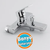 Banyo Bataryası Duvar Tipli Lavabo Mutfak Duş Musluğu Mix Batarya Sıcak Soğuk Çift Su Girişli thumbnail 1