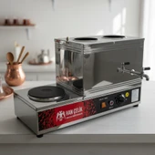 Han Çelik Çift Demlikli Pleytli Endüstriyel Elektrikli Çay Kazanı thumbnail 1