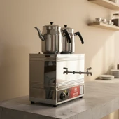 Han Çelik Çift Demlikli Endüstriyel Elektrikli Çay Kazanı - Demlik Hediyeli thumbnail 1