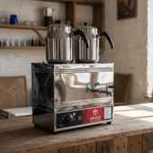 Han Çelik Çift Demlikli Endüstriyel Elektrikli Çay Kazanı - Demlik Hediyeli thumbnail 2