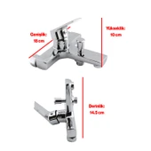 Banyo Bataryası Duvar Tipli Lavabo Mutfak Duş Musluğu Mix Batarya Sıcak Soğuk Çift Su Girişli thumbnail 2