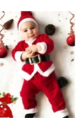 LitaeTrend Erkek Çocuk Noel Baba Yılbaşı Kostümü Şapkalı Kemerli Bebek Kostümü thumbnail 6