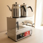 Han Çelik Çift Demlikli Endüstriyel Elektrikli Çay Kazanı - Demlik Hediyeli thumbnail 3