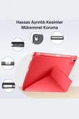 iPad Air 13 inç 2025 M3 Çip Uyumlu Kalem Bölmeli Standlı Akıllı Fuchsia Trifolding Tablet Kılıfı thumbnail 5