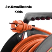 Plastik Makaralı CCA Kablo 4 Prizli Seyyar Uzatma Kablosu 3x1.5 mm 20 Metre Alüminyum Alaşım Kablosu thumbnail 5