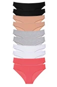 LitaeTrend 10 adet Süper Eko Set Likralı Kadın Slip Külot Siyah Ten Gri Beyaz Fuşya thumbnail 1