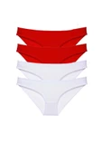 LitaeTrend 4 adet Süper Eko Set Likralı Kadın Slip Külot Kırmızı Beyaz thumbnail 1