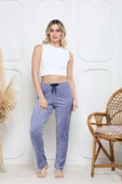 Kadife pijama altı mavi üstüne siyah Pontiye desenli q7013 thumbnail 1