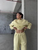 3 iplik şardonlu Lastik paça eşofman sarı p510439 thumbnail 2