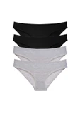 LitaeTrend 4 adet Süper Eko Set Likralı Kadın Slip Külot Siyah Gri thumbnail 1