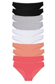 LitaeTrend 10 adet Süper Eko Set Likralı Kadın Slip Külot Siyah Gri Beyaz Pudra Fuşya thumbnail 1