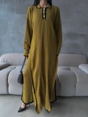 Pantolon yırtmaçlı elbise ikili triko takım yeşil elf thumbnail 2