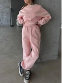 3 iplik şardonlu Lastik paça eşofman pembe p510439 thumbnail 1