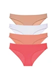 LitaeTrend 4 adet Süper Eko Set Likralı Kadın Slip Külot Ten Beyaz Pudra Fuşya thumbnail 1