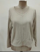 MDB Kadın Uzun Kollu V Yakalı Arkadan Dantel Detaylı şardonlu Kaşkorse Bluz thumbnail 7