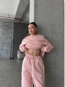 3 iplik şardonlu Lastik paça eşofman pembe p510439 thumbnail 2