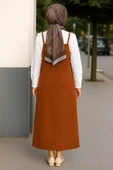 Kadın Kahverengi Basic Ayarlanabilir Askılı Jile Elbise - Şık, Rahat ve 4 Mevsim Kullanıma Uygun thumbnail 2