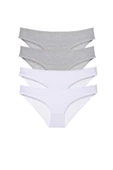 LitaeTrend 4 adet Süper Eko Set Likralı Kadın Slip Külot Gri Beyaz thumbnail 1