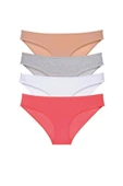 LitaeTrend 4 adet Süper Eko Set Likralı Kadın Slip Külot Ten Gri Beyaz Fuşya thumbnail 1