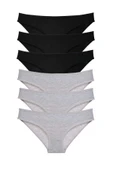 LitaeTrend 6 adet Süper Eko Set Likralı Kadın Slip Külot Siyah Gri thumbnail 1