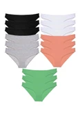 LitaeTrend 15 adet Süper Eko Set Likralı Kadın Slip Külot Siyah Gri Beyaz Pudra Yeşil thumbnail 1