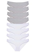 LitaeTrend 8 adet Süper Eko Set Likralı Kadın Slip Külot Gri Beyaz thumbnail 1