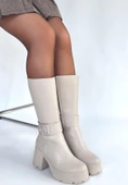 Moki Bej Cilt Topuklu Çizme thumbnail 2
