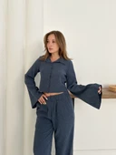 Gömlek yaka kaplama düğmeli takım lacivert st265866 thumbnail 4