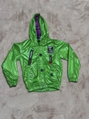 2-8 yaş arası erkek çocuk kapşonlu astarlı mont yağmurluk bennetton yeşil thumbnail 2