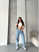 Baggy kar yıkama orta mavi jeans pantolon d2007 thumbnail 2