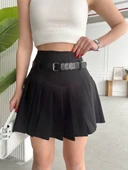 Kemerli pikseli şort etek thumbnail 3