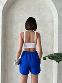 Fiyonklu şort etek saks s255021 thumbnail 2