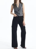 Kargo cep jeans pantolon siyah thumbnail 2