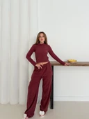 Balıkçı yaka örme takım bordo st265865 thumbnail 4