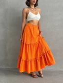 Fırfırlı brodeli astarlı uzun etek turuncu s255047 thumbnail 1