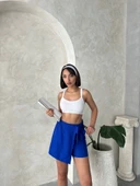 Fiyonklu şort etek saks s255021 thumbnail 5