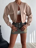 3 iplik şardonlu Önü çıtçıtlı cepli ceket bej f2226 thumbnail 2