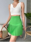 Altı pliseli mini etek yeşil s24705 thumbnail 6