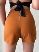 Kapaklı şort etek camel s208 thumbnail 2