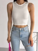 fitilli kaşkorse yakası zincirli atlet beyaz thumbnail 2