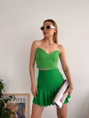 Pileli düğmeli etek açık yeşil s24811 thumbnail 6