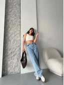 Baggy kar yıkama orta mavi jeans pantolon d2007 thumbnail 3