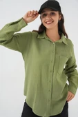 Tek Cepli Oversize Müslin Gömlek 20353 - Çağla thumbnail 4