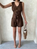 Kuşaklı şortlu tulum thumbnail 6