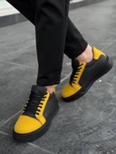 KB-X46 Kuback Siyah Sarı Yüksek Siyah Taban Günlük Spor Ayakkabı thumbnail 2